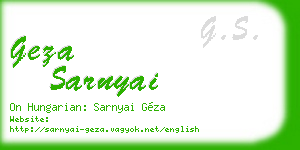 geza sarnyai business card