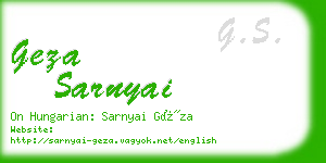 geza sarnyai business card